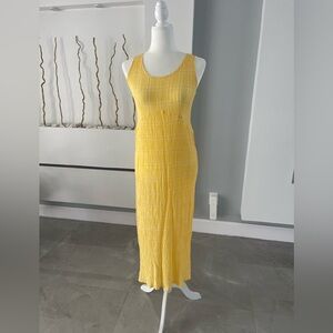 Lapis Yellow Ribbed Sleeveless Sheath Maxi Dress
